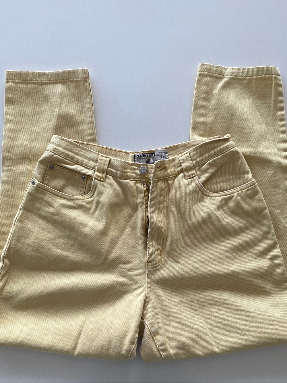 Point Zero Pale Yellow High-Rise Mom Jeans
